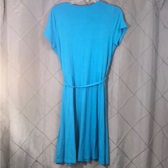 Lands’ End turquoise blue wrap dress size 10 large - Picture 3 of 4